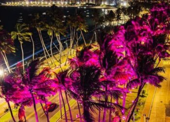 Cartões postais e viadutos de Maceió são iluminados em campanha contra o câncer de mama